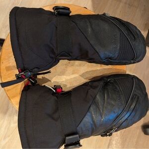 Black Snowboard Mittens with Red Accents